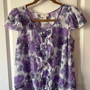 LOFT Multicolor Ruffle Blouse